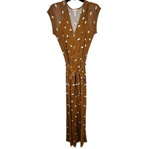 Matilda Jane Women’s Floral Jumpsuit Romper Large Petite Mustard Flowers